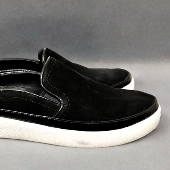 Vionic Effortless Nubuck Patent Trim Mules Slip On Slides Sneakers Black - Picture 10 of 16